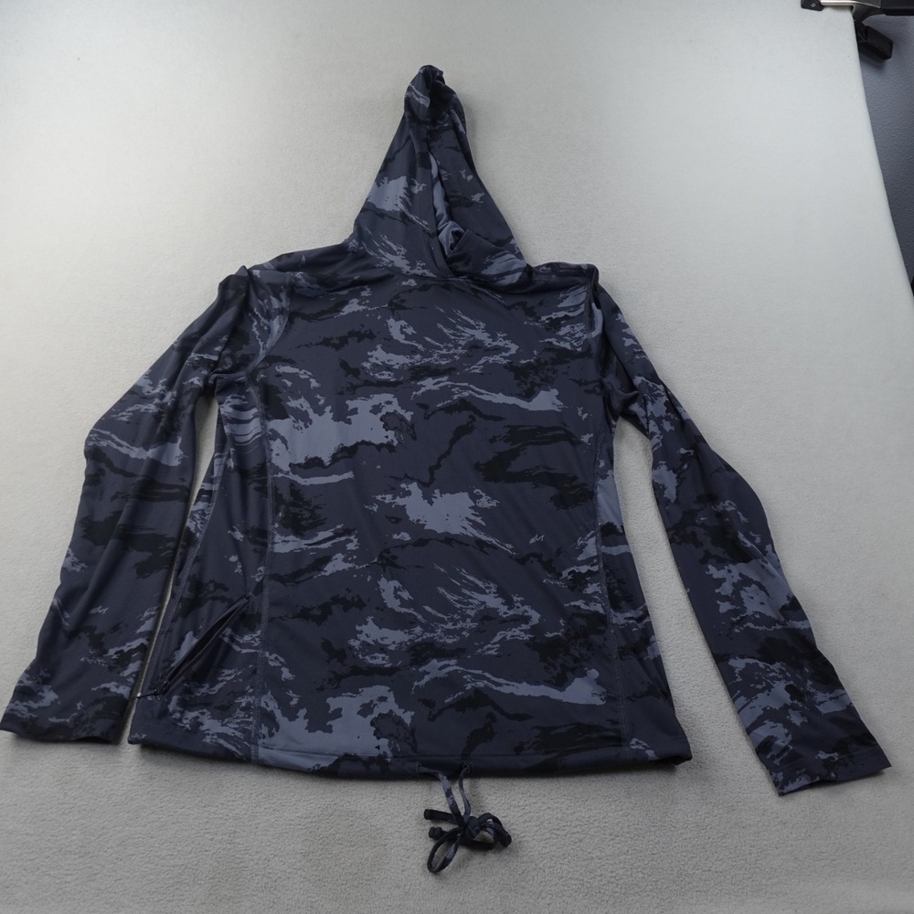 Mountain Hardwear Crater Lake Hoody Womens Medium Gray Camo UPF 50 Hiking